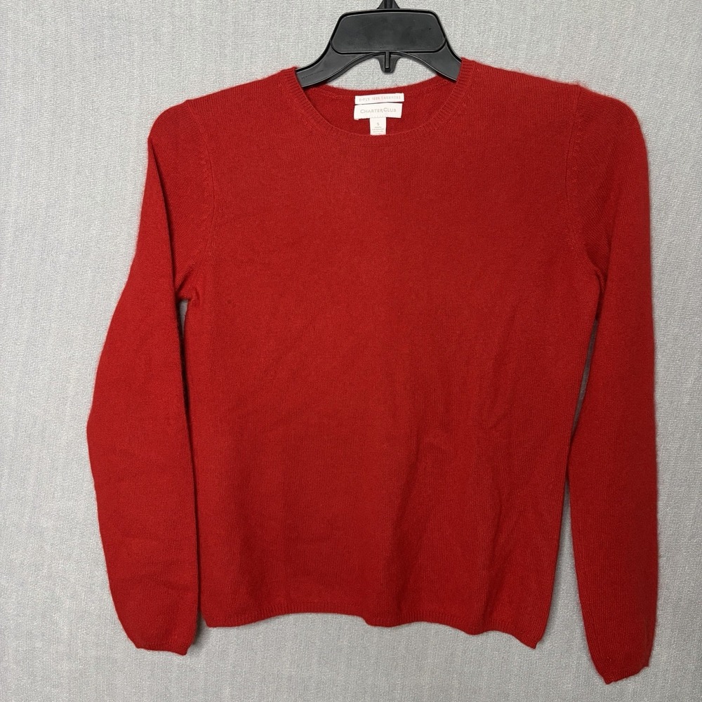 Charter Club Cashmere Sweater Womens Small Red Long Sleeve Pullover Soft Casual